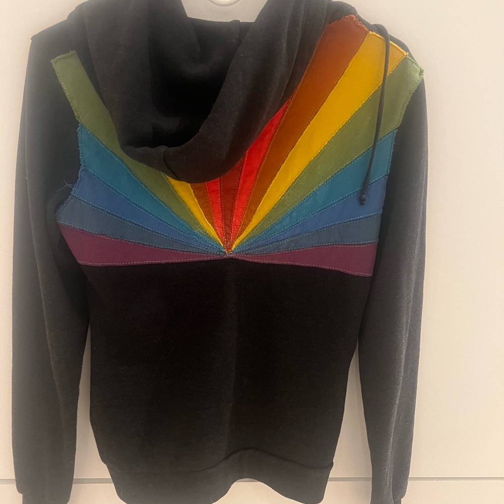 Black Hoodie with Rainbow Design